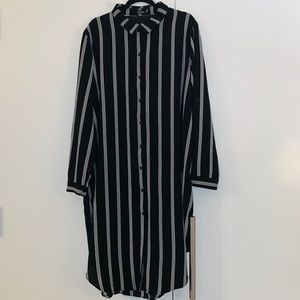 Boohoo Plus Size Striped Collar Shirt Dress
